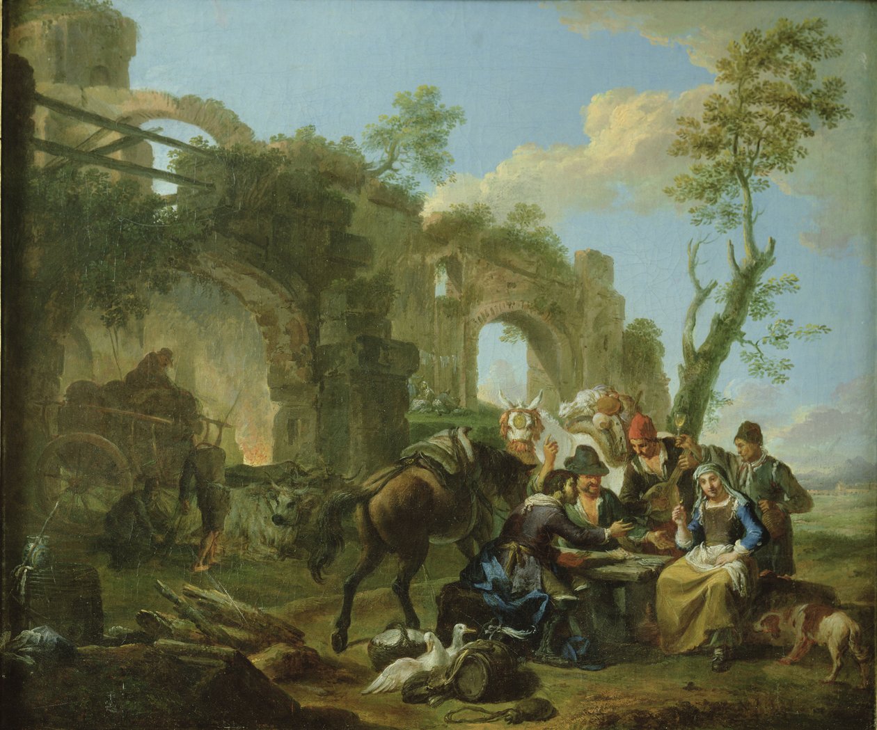 Horsemen Resting Among Classical Ruins with a Fortune Teller by Paolo Monaldi
