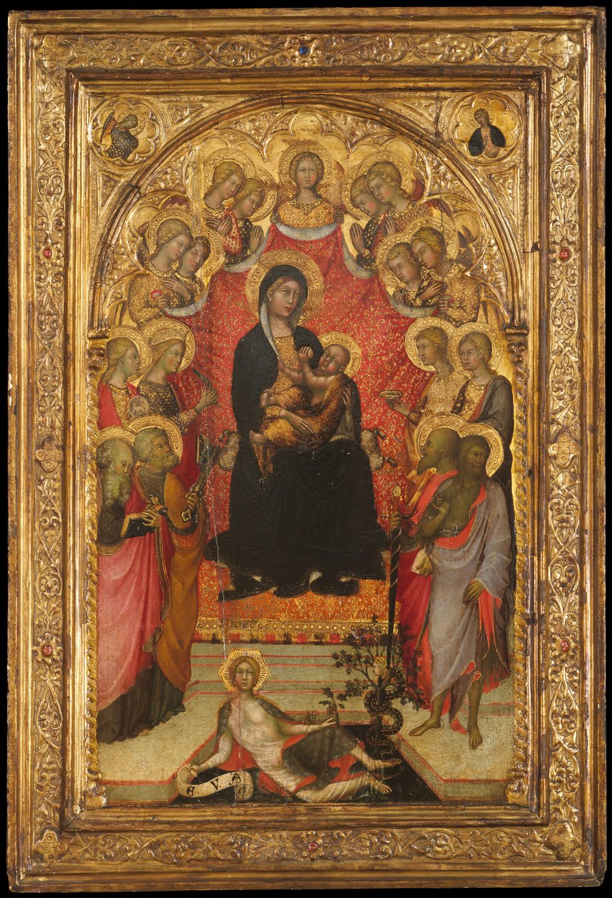 Madonna and Child Enthroned with Saint John the Evangelist, Saint Peter, Saint Agnes, c. 1385-90 by Paolo di Giovanni Fei