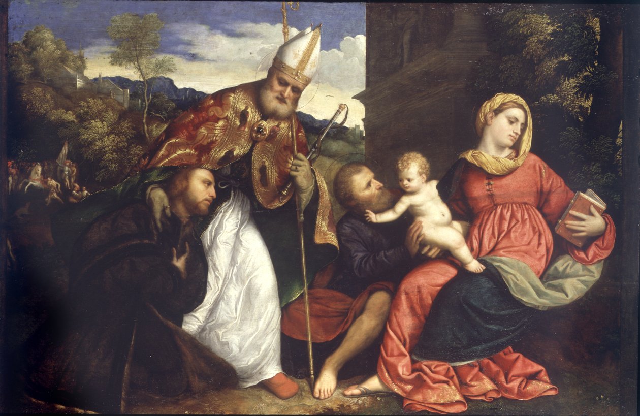 Holy Family with St. Ambrose Presenting a Donor by Paris Bordone