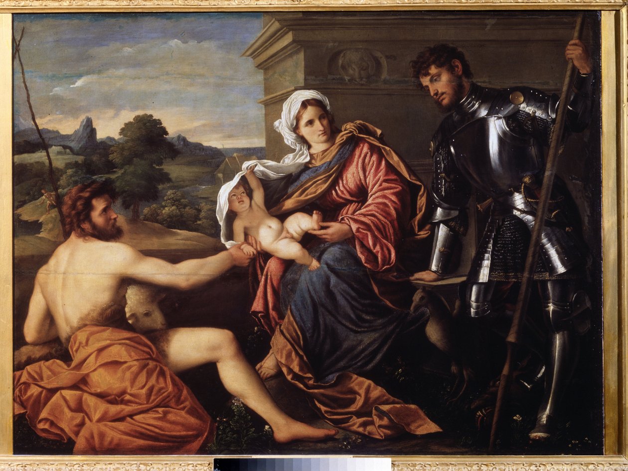Madonna and Child, Saint John the Baptist and Saint George by Paris Bordone