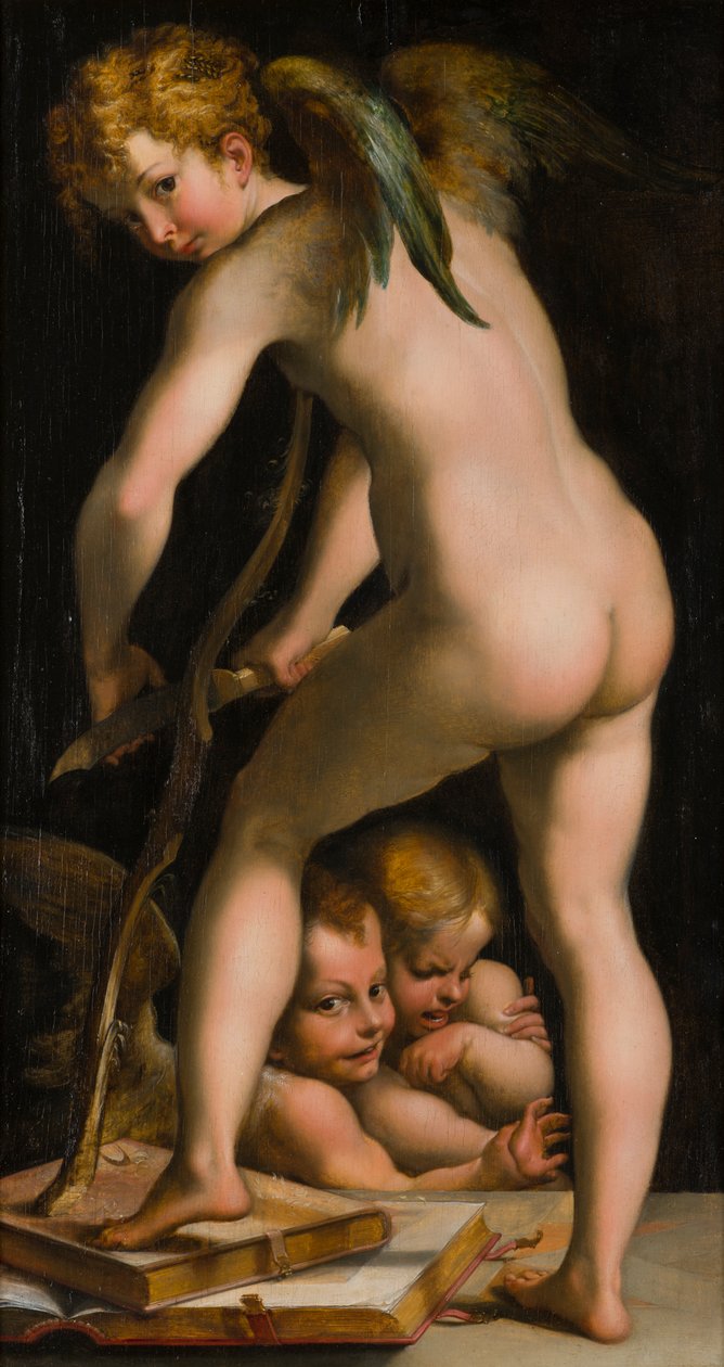 Cupid Shaving His Bow by Parmigianino 