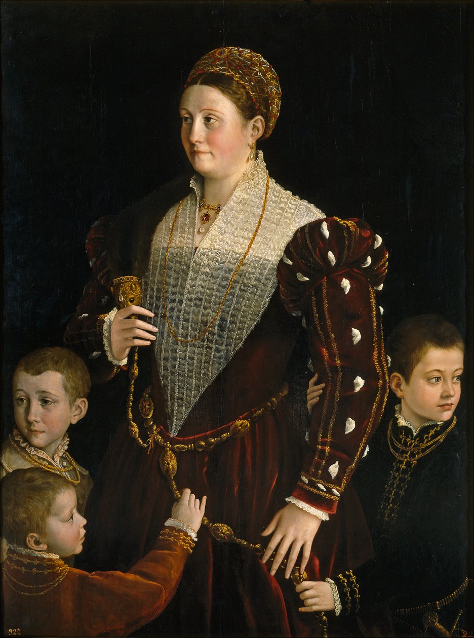 Camilla Gonzaga, Contessa di San Secondo, with three sons by Parmigianino