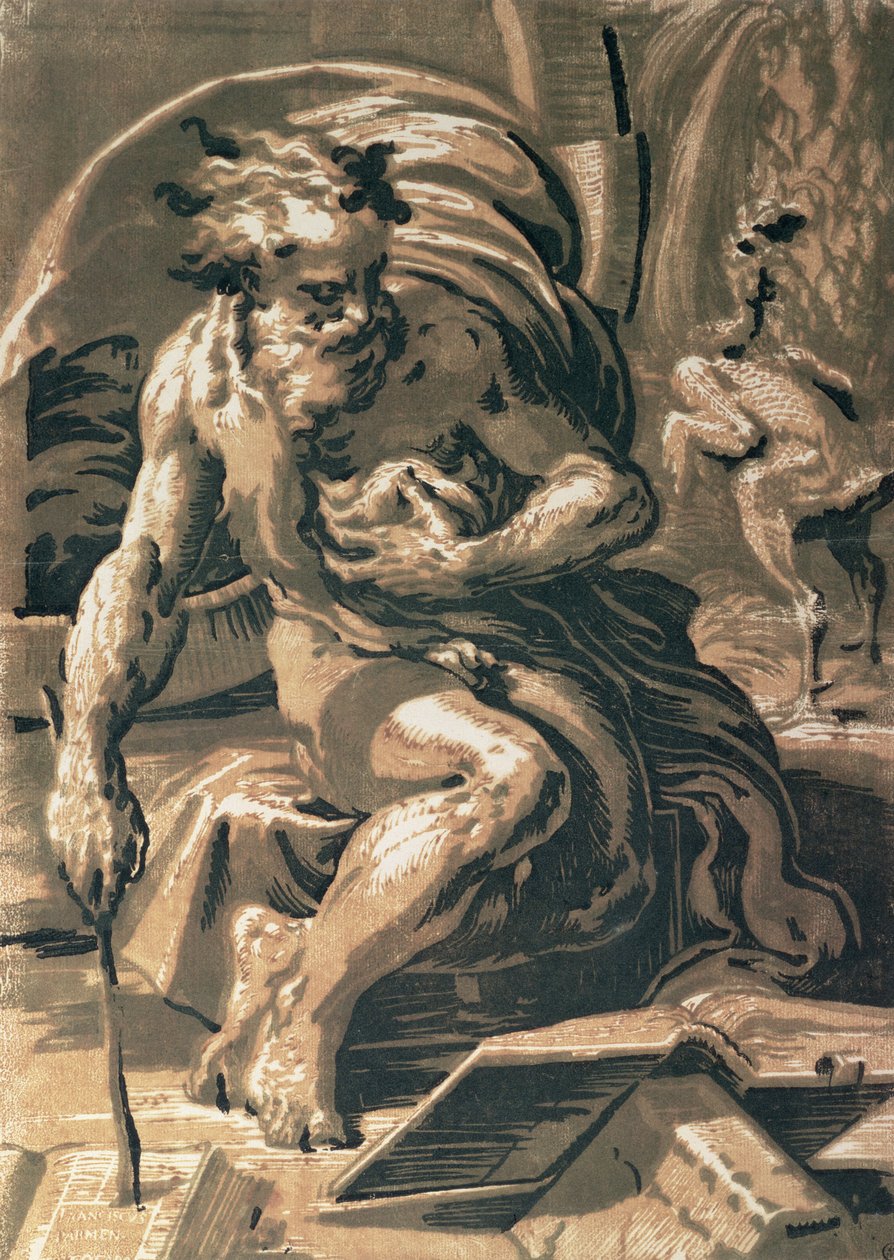 Diogenes, engraved by Ugo da Carpi (1470/80-1532) by Parmigianino 
