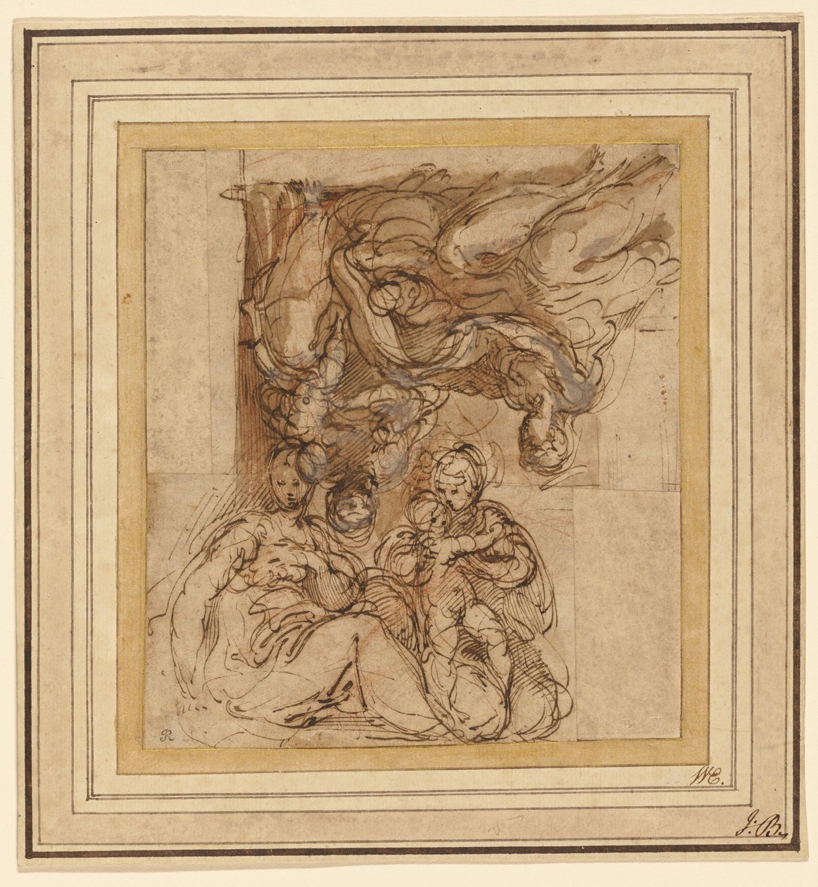 Two Studies for a Holy Family by Parmigianino