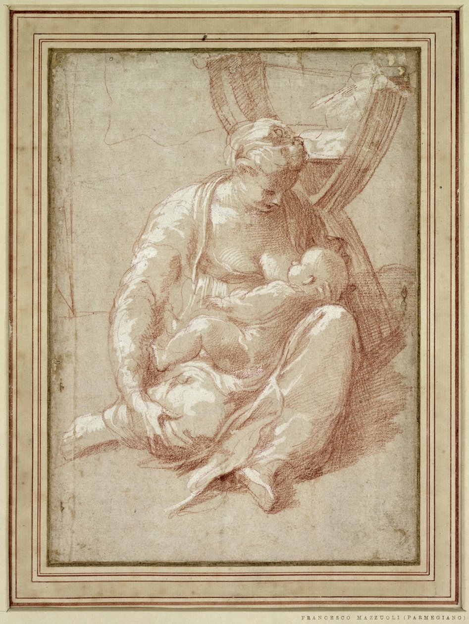 Virgin Seated on the Ground, Nursing the Child by Parmigianino