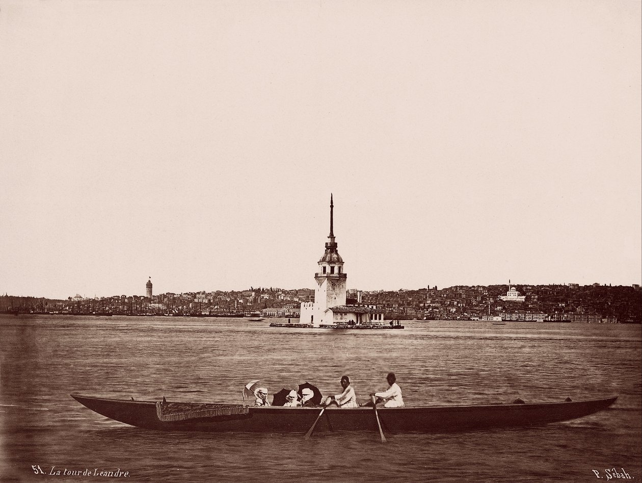 Kız Kulesi, Galata and Fındıklı Residential Areas by Pascal Sébah