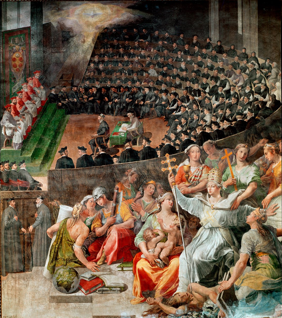 The Council of Trent in 1545 and 1563. Fresco by Pasquale Cati (1550-1620) 1588-1589 Church of Santa Maria in Trastevere, Rome by Pasquale Cati
