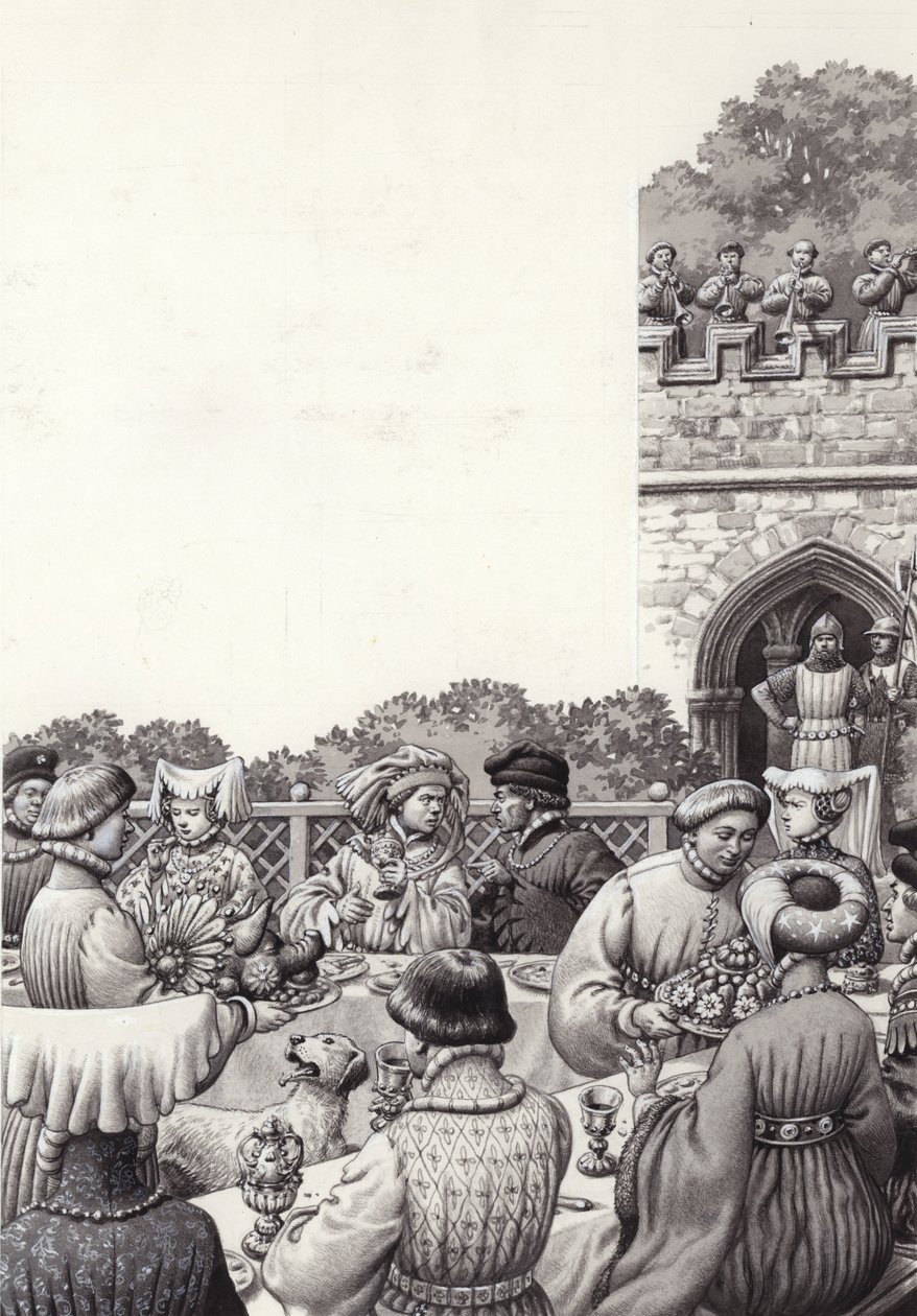 Dinner at the Court of Emperor Rupert of Germany in the Middle Ages by Pat (1907 95) Nicolle
