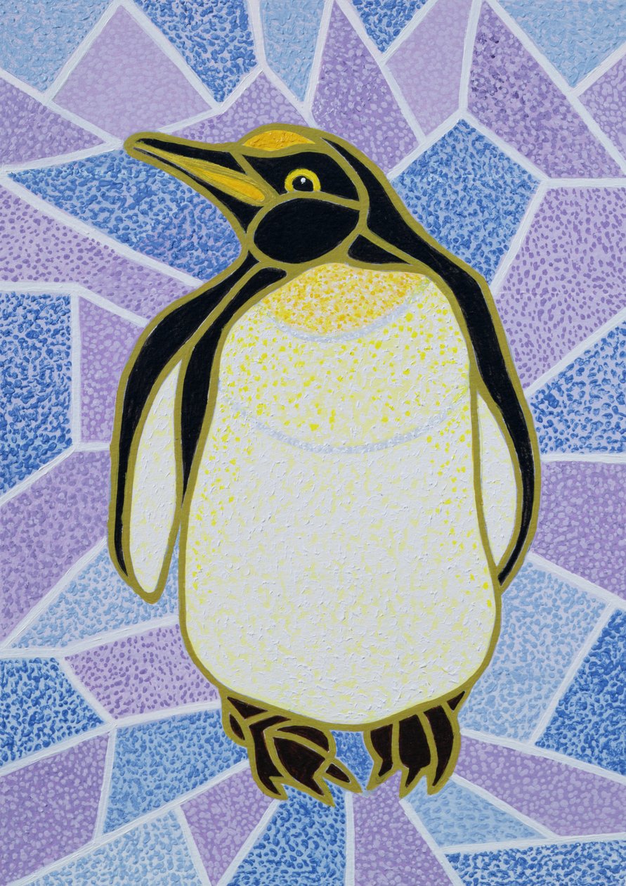 Penguin on Stained Glass by Pat Scott