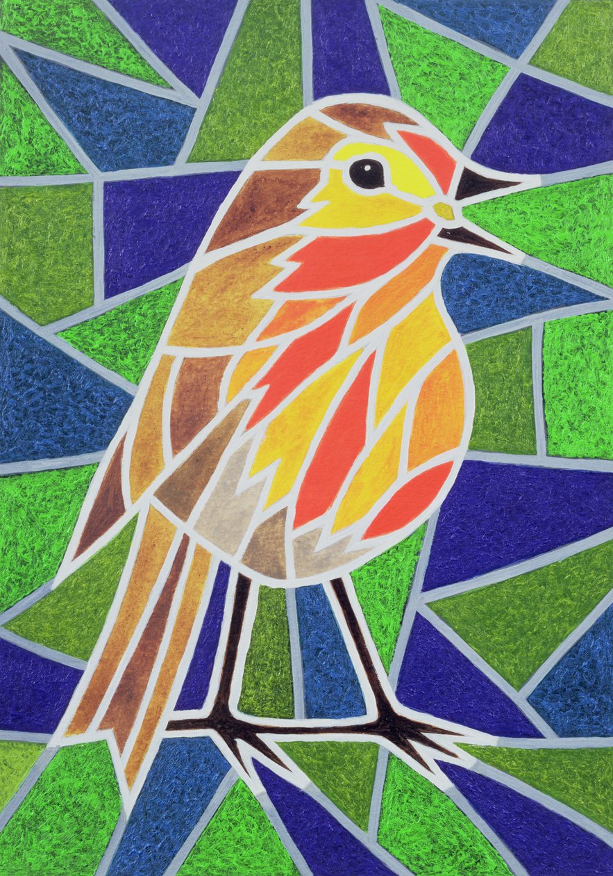 Robin on Stained Glass by Pat Scott