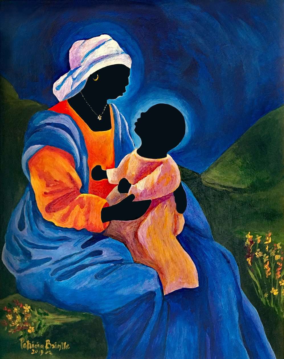 Madonna and Child Picking Flowers, 2018 by Patricia Brintle