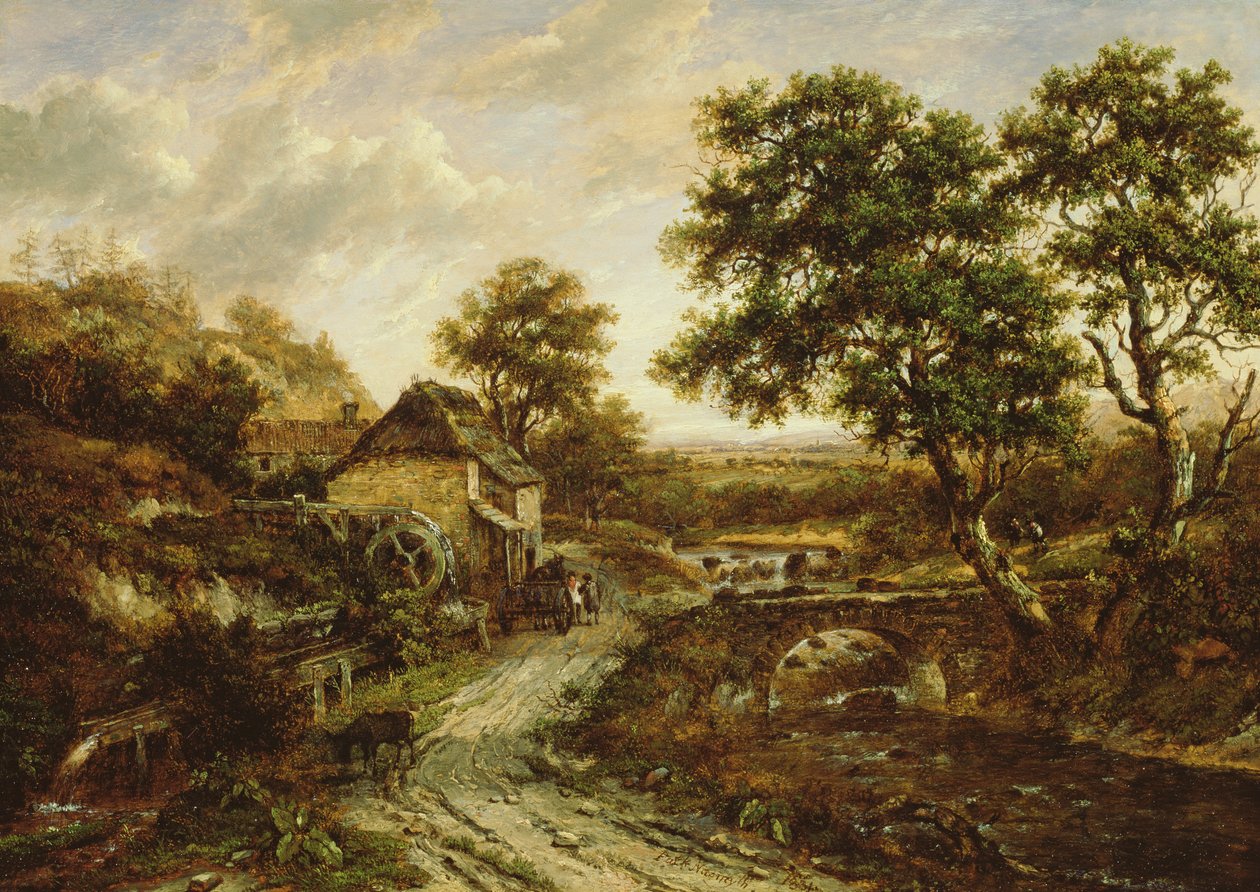 Overshot Flint Mill in Landscape with Fall of Water, 1831 by Patrick Nasmyth