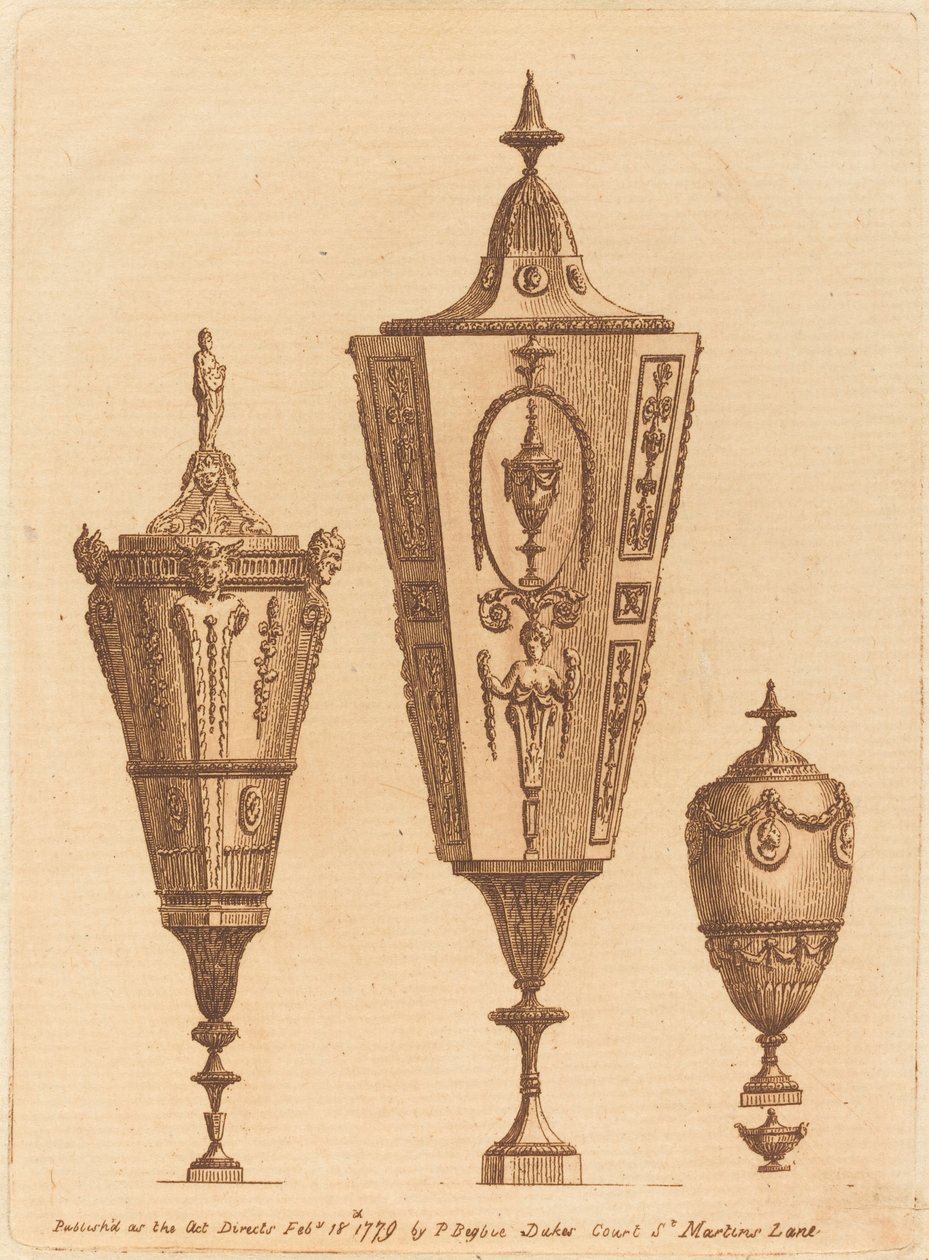 Three Classical Vases, One with Satyr Heads by Patrick Begbie