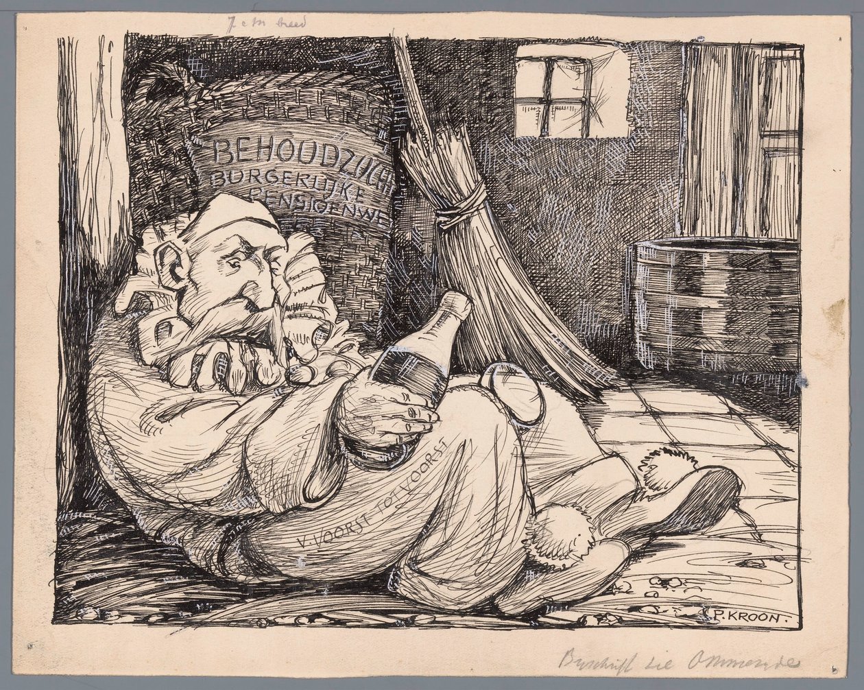 Baron van Voorst tot Voorst as Carnival Goer (Carnival, or the Rejected Civil Pension Laws) by Patricq Kroon (signed by artist)