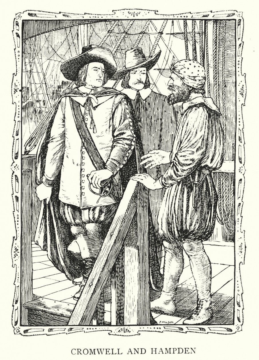Oliver Cromwell and John Hampden by Patten (after) Wilson