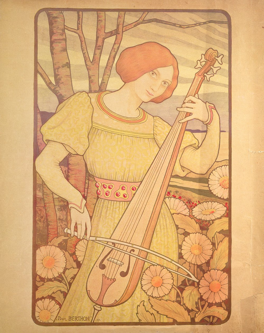 Young Woman with a Lute by Paul Berthon
