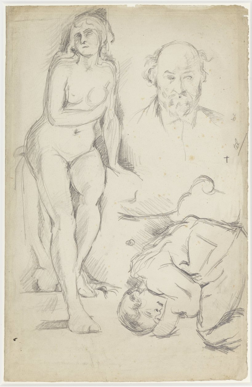 Studies of Three Figures, Including a Self-Portrait by Paul Cézanne