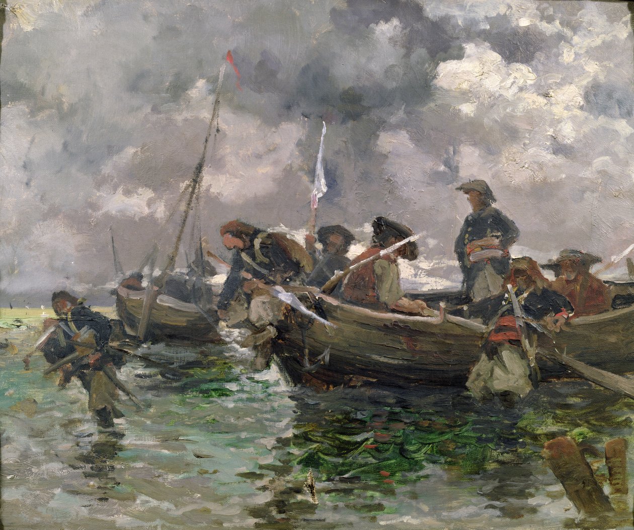 War scene at sea by Paul Émile Boutigny