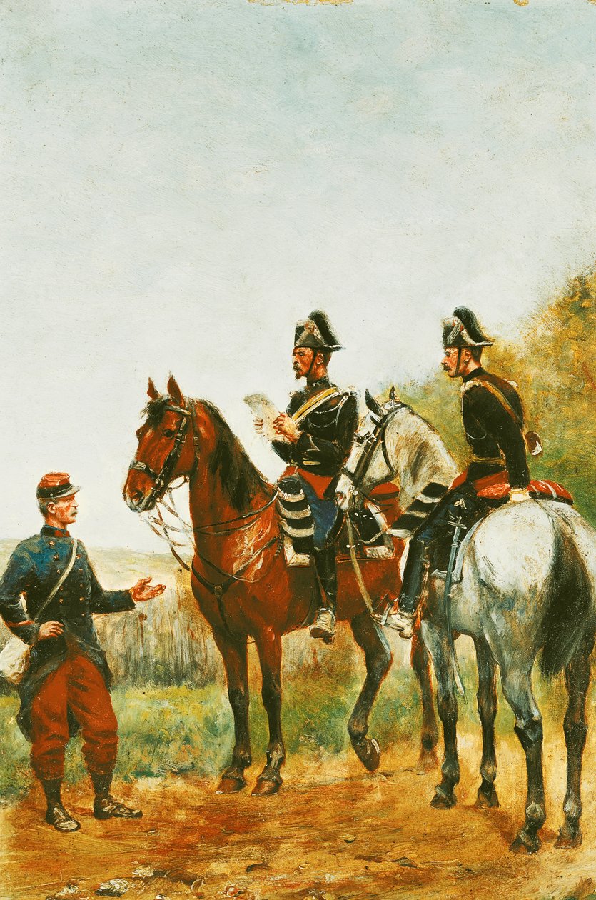 Police Officers on an Inspection Tour Checking a Serviceman by Paul Emile Leon Perboyre