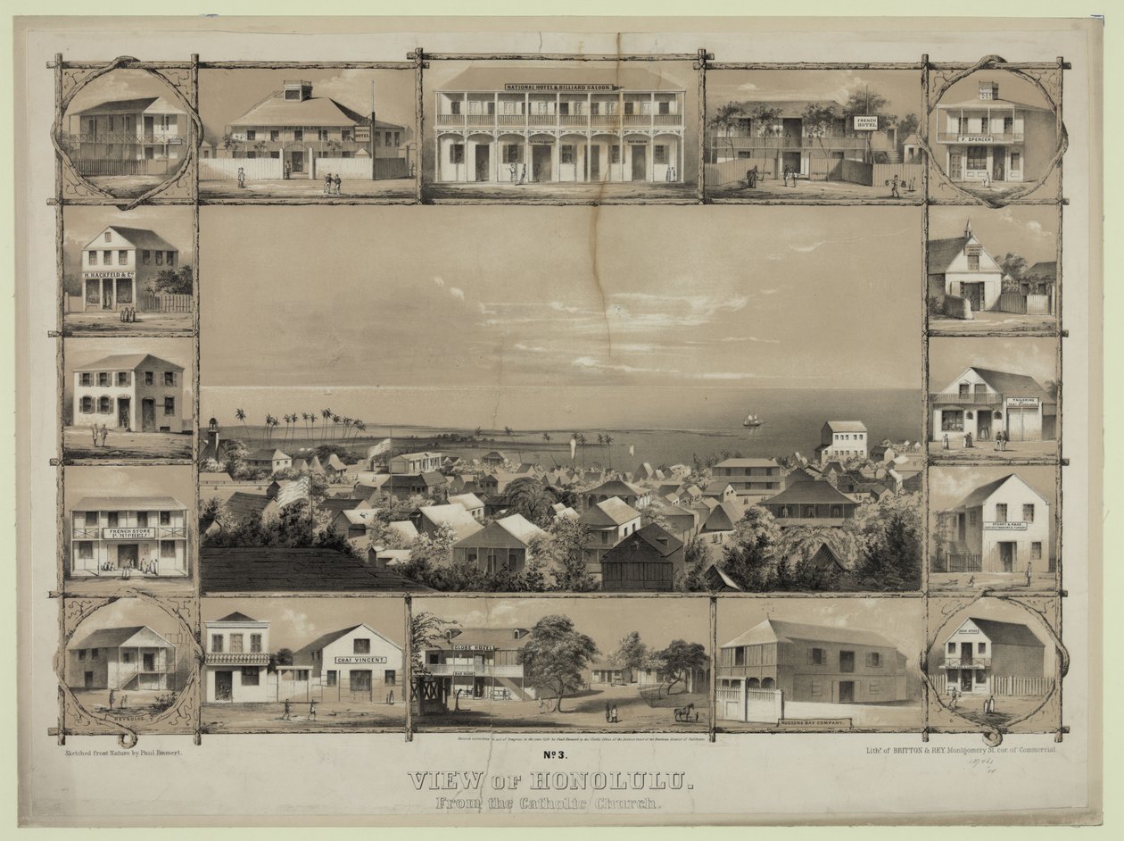 No. 3. View of Honolulu. From the Catholic Church by Paul Emmert