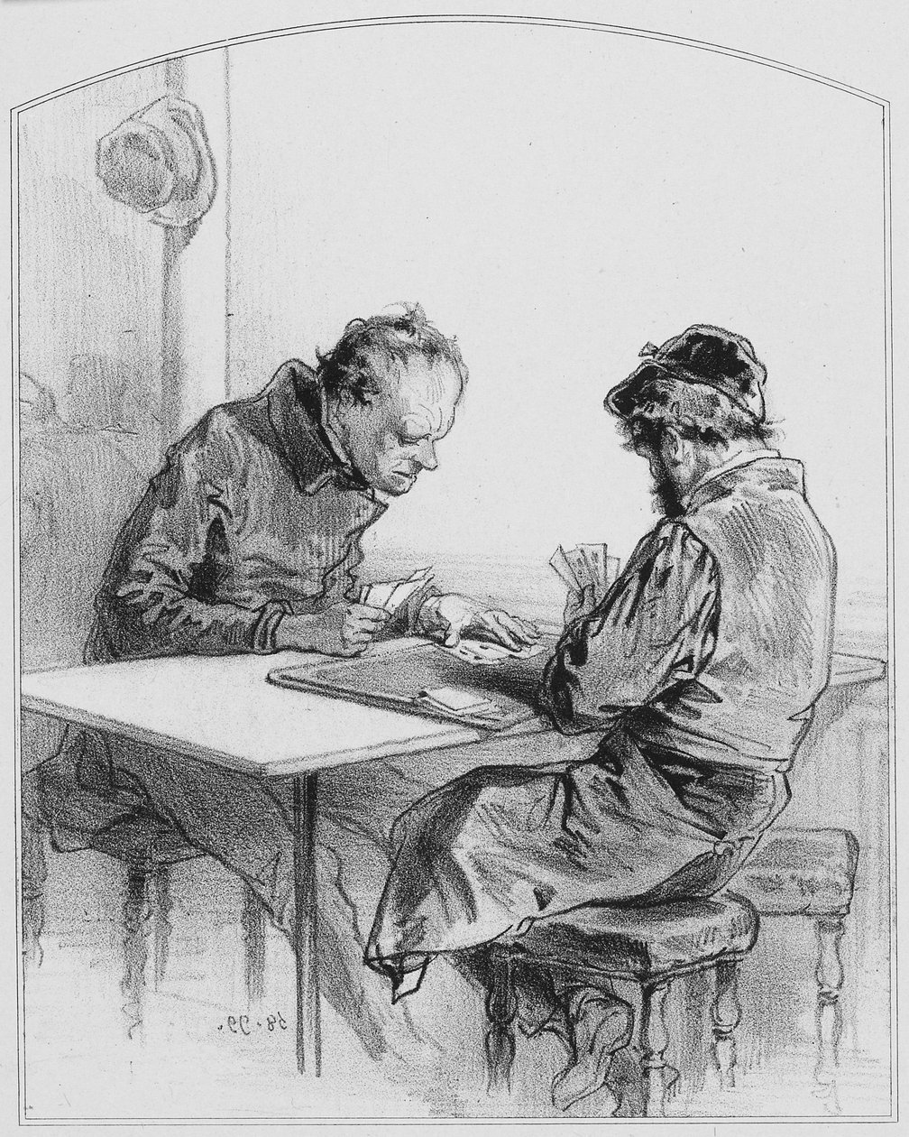 The Cards, Plate 20 from Les Toquades, 1858 by Paul Gavarni