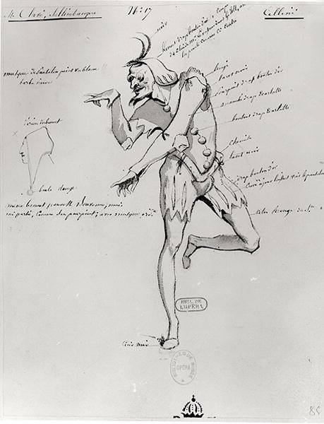 Costume design for an acrobat in Benvenuto Cellini by Hector Berlioz, 1838 by Paul Lormier