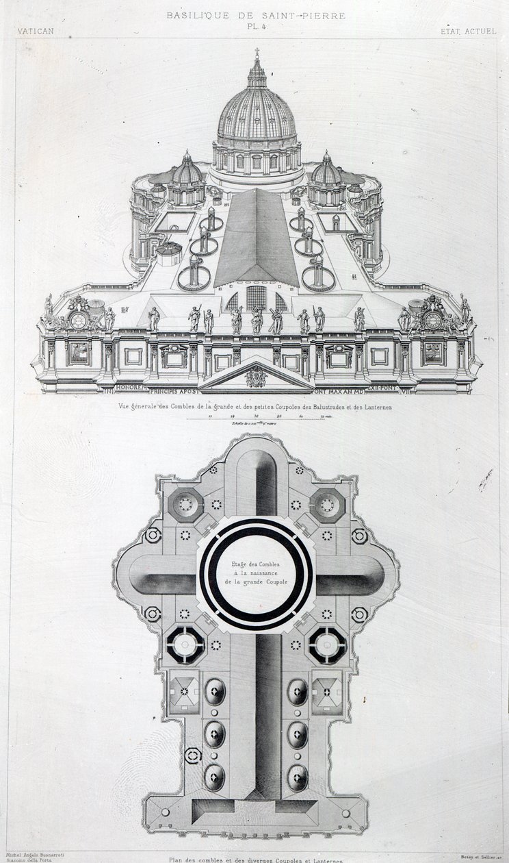 Plan of the Roof of St. Peter's, Rome from Letarouilly's 'Edifices de ...