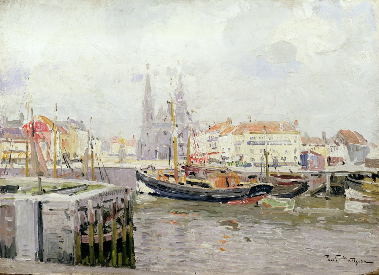SS. Petrus en Pauluskerk and the Vissers Quay in Ostend by Paul Mathieu