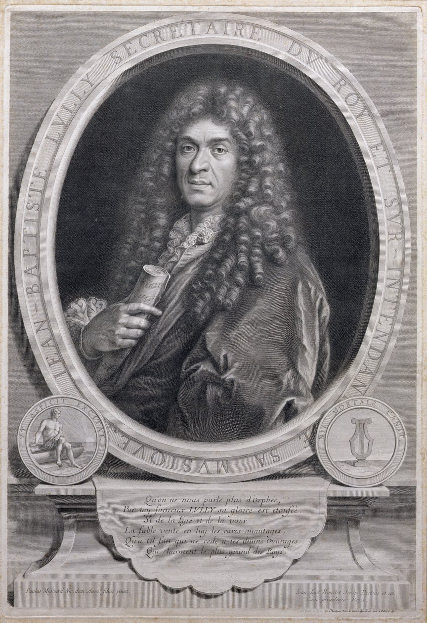 Portrait of Jean Baptiste Lully, French Composer and Operatic Director, Engraved by Jean Louis Roullet by Paul Mignard