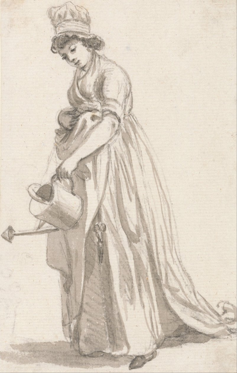 A Girl with a Watering Can Facing Left: Sarah Hough, Mrs. T.P. Sandby