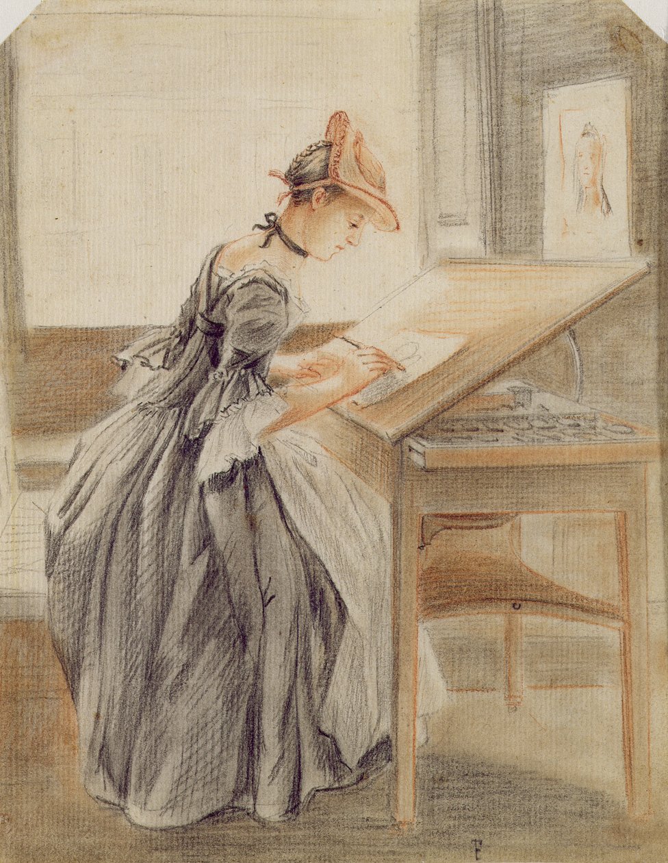A Lady Copying at a Drawing Table by Paul Sandby