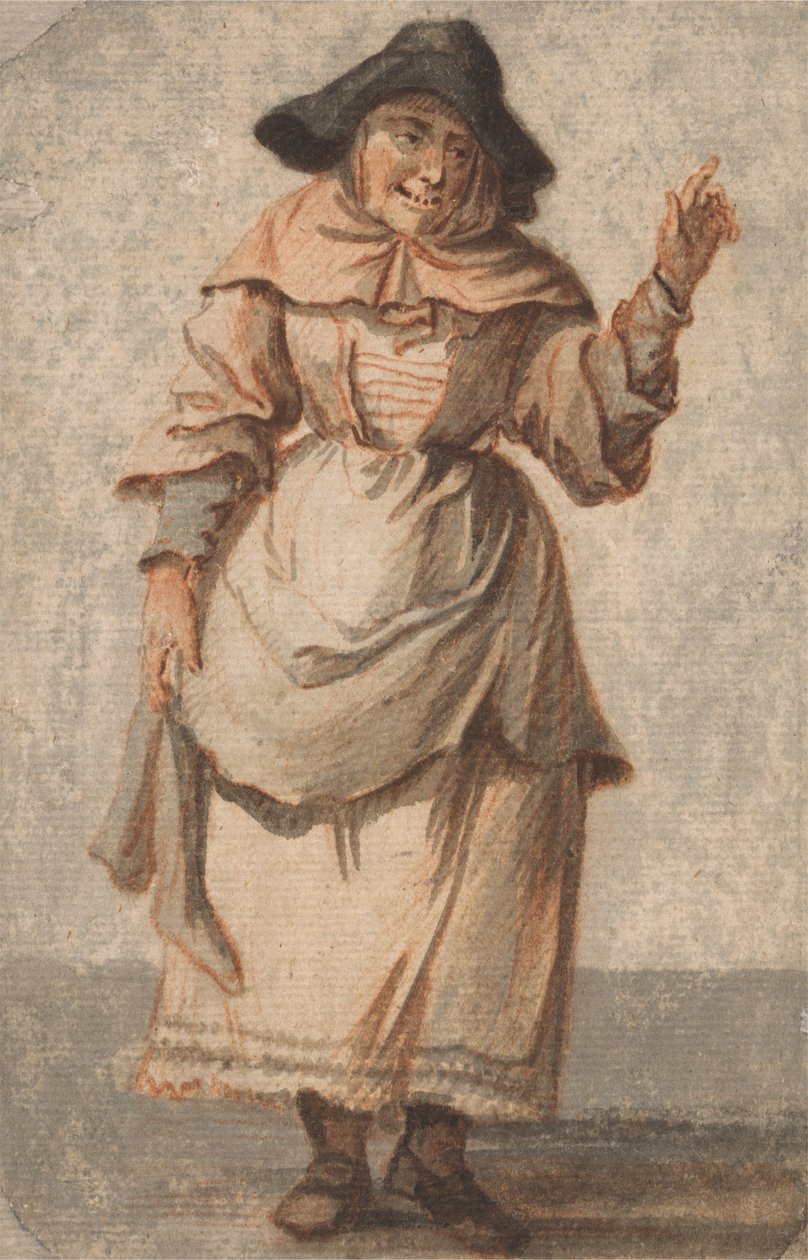 An Old Market Woman Grinning and Gesturing with her Left Hand by Paul Sandby