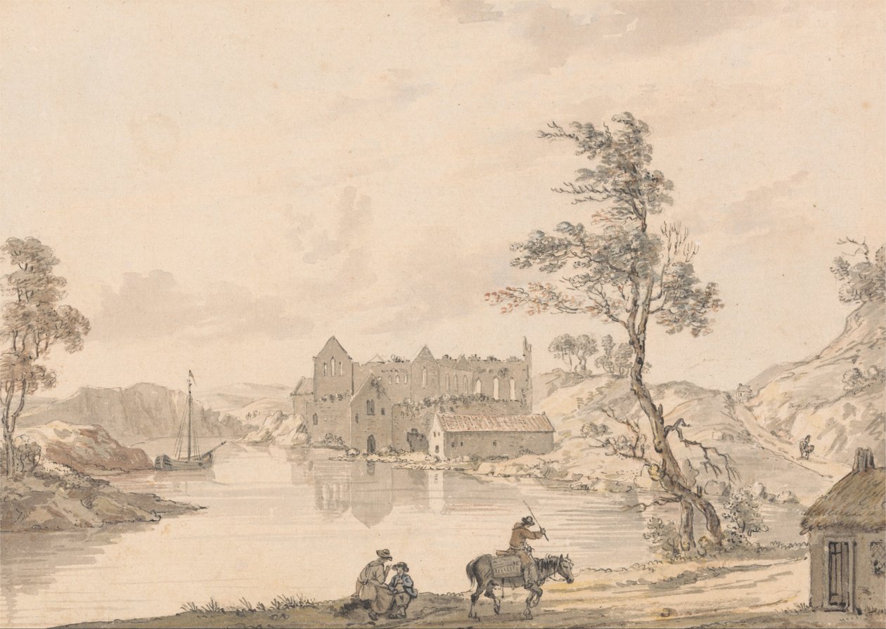 Askeaton Abbey near Limerick, Ireland on the River Deel by Paul Sandby