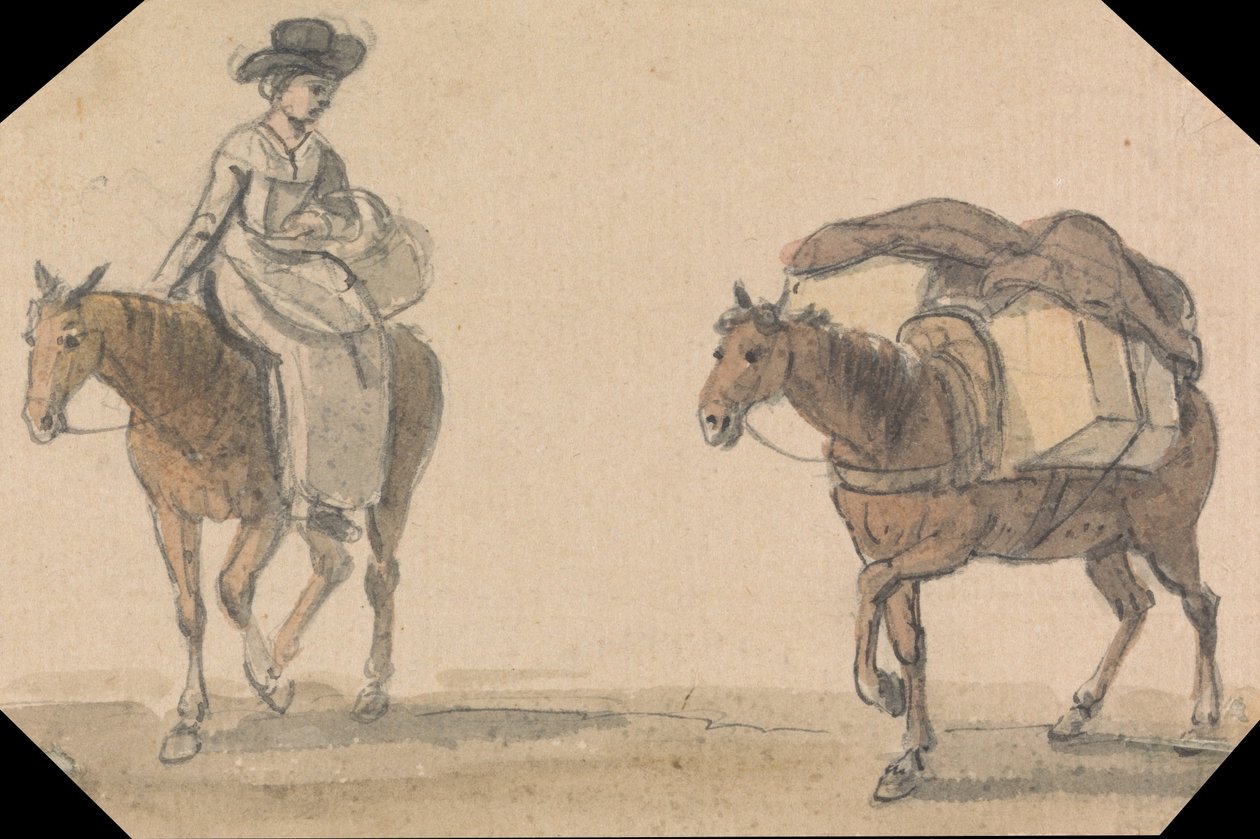 Girl with Packhorse by Paul Sandby