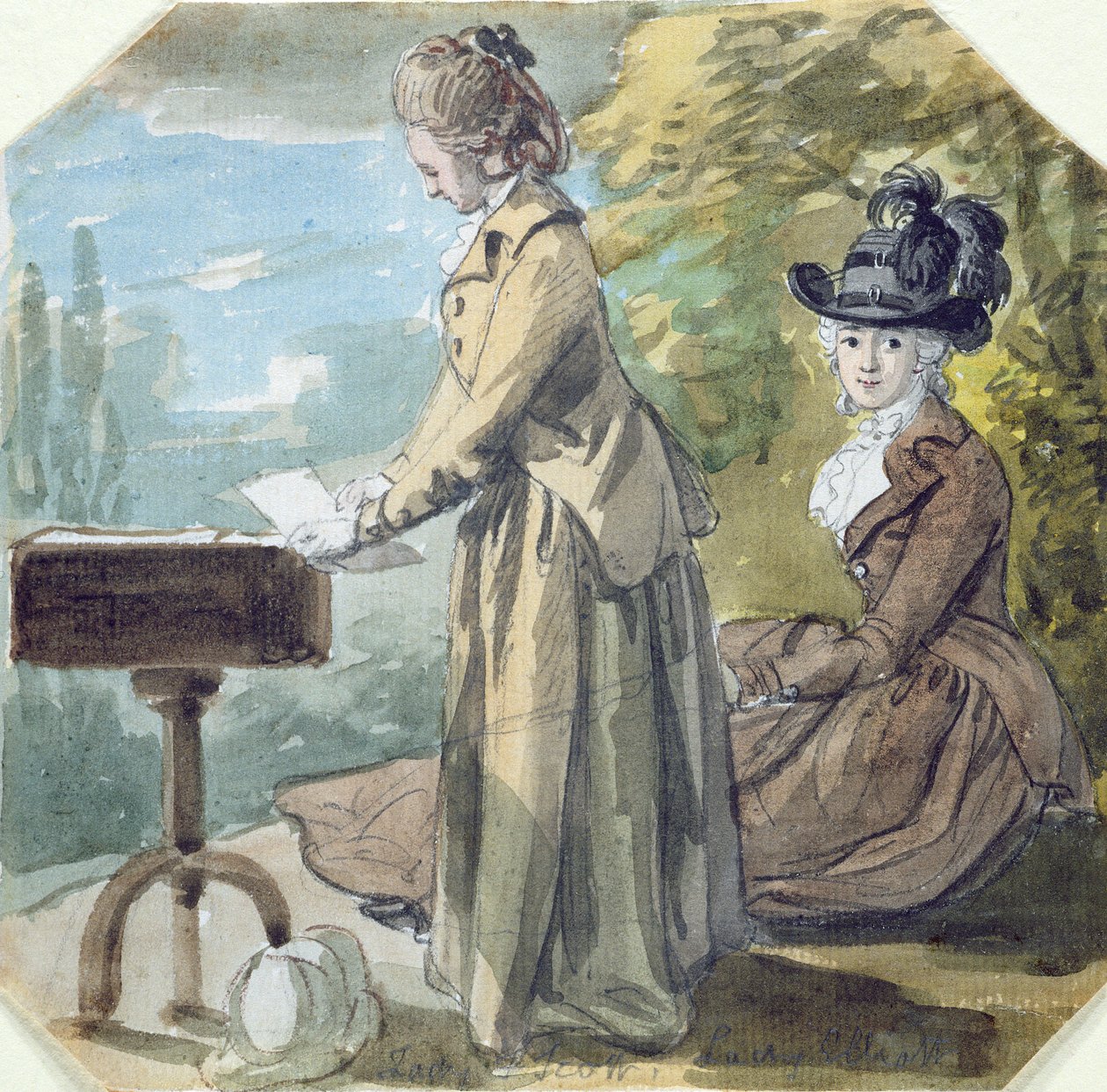 Lady Francis Scott and Lady Elliot, c.1770 by Paul Sandby