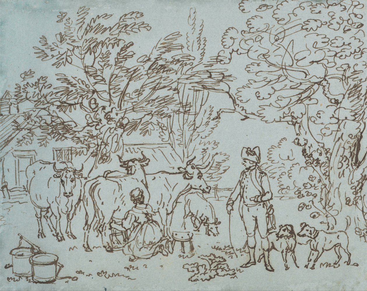 Landscape with a Milk Maid and a Beau by Paul Sandby