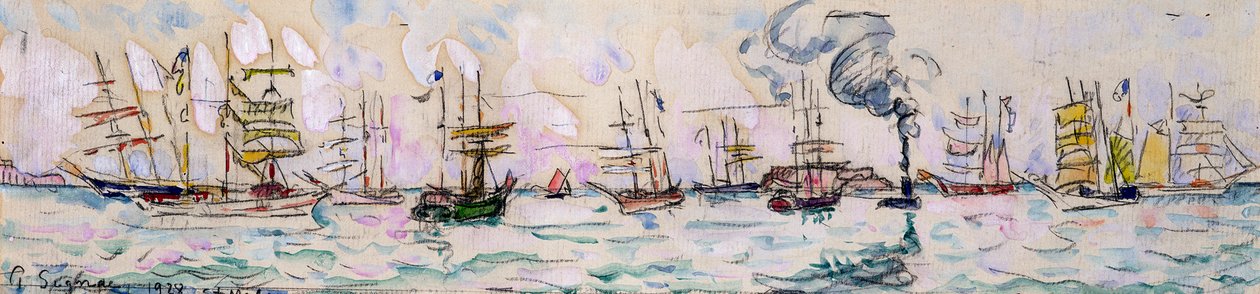 The Departure of the Fishing Trawlers to Newfoundland, 1928 by Paul Signac
