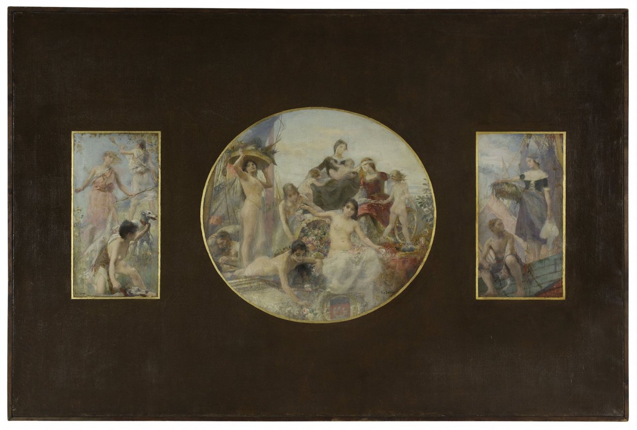 Sketch for the dining room of the Hôtel de Ville de Paris: The Hunt. Abundance. Fishing (in 1891 -1892) by Paul Alexander Alfred Leroy
