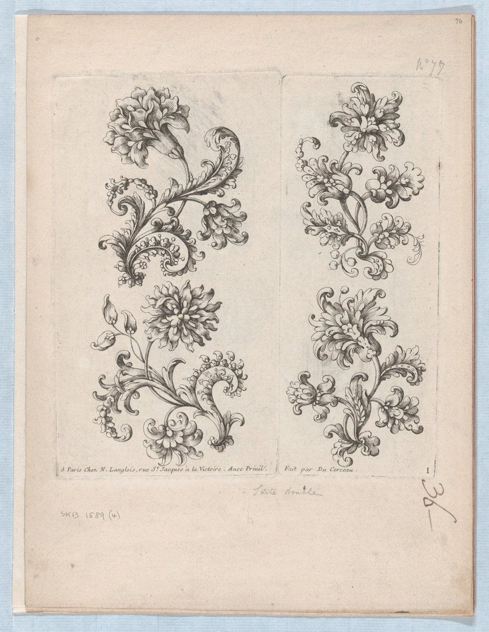 Series of Small Flower Motifs, Plate 1, ca. 1670-85 by Paul Androuet Du Cerceau