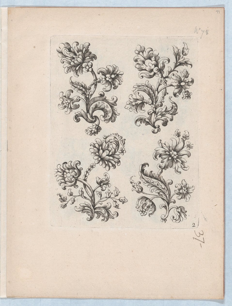 Series of Small Flower Motifs, Plate 2 by Paul Androuet Du Cerceau