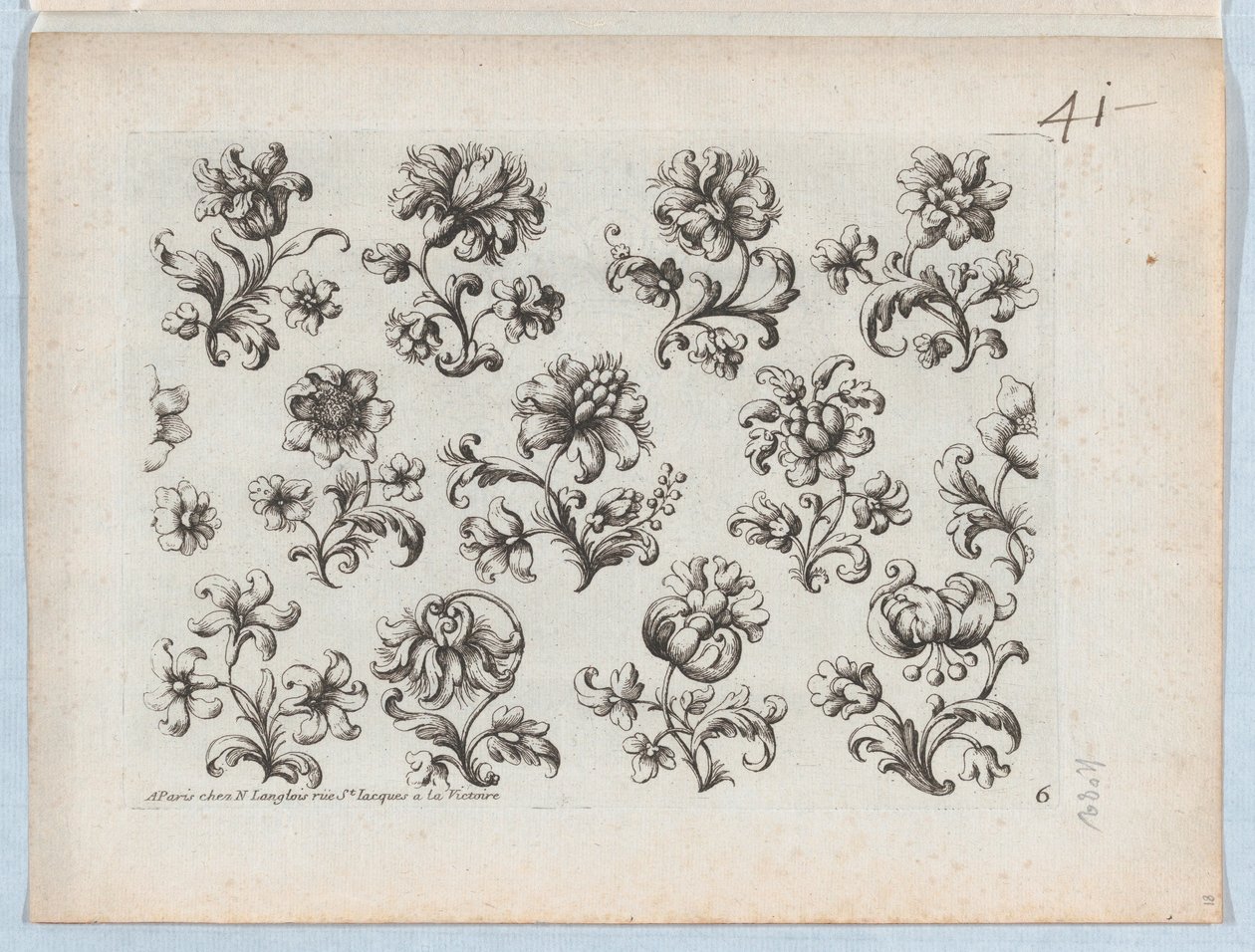 Series of Small Flower Motifs, Plate 6 by Paul Androuet Du Cerceau
