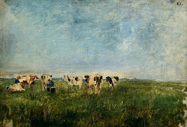 Cows in a Meadow Being Milked by Paul Baum