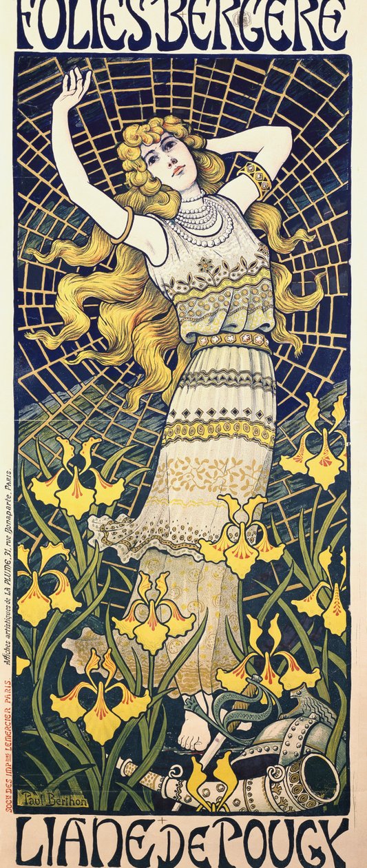 Poster for show of dancer Liane de Pougy at Folies Bergere, Paris by Paul Berthon