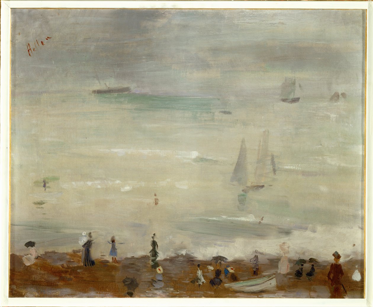 On the Beach, Dieppe, Impression, Grey Sea by Paul Cesar Helleu