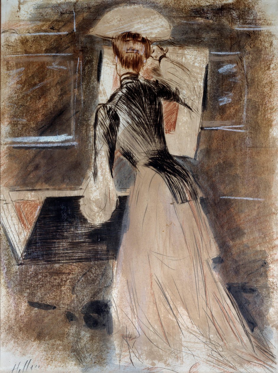 Full-Length Portrait of Madeleine Carlier. Paul Helleu, 20th Century. Bayonne, Musee Bonnat by Paul Cesar Helleu