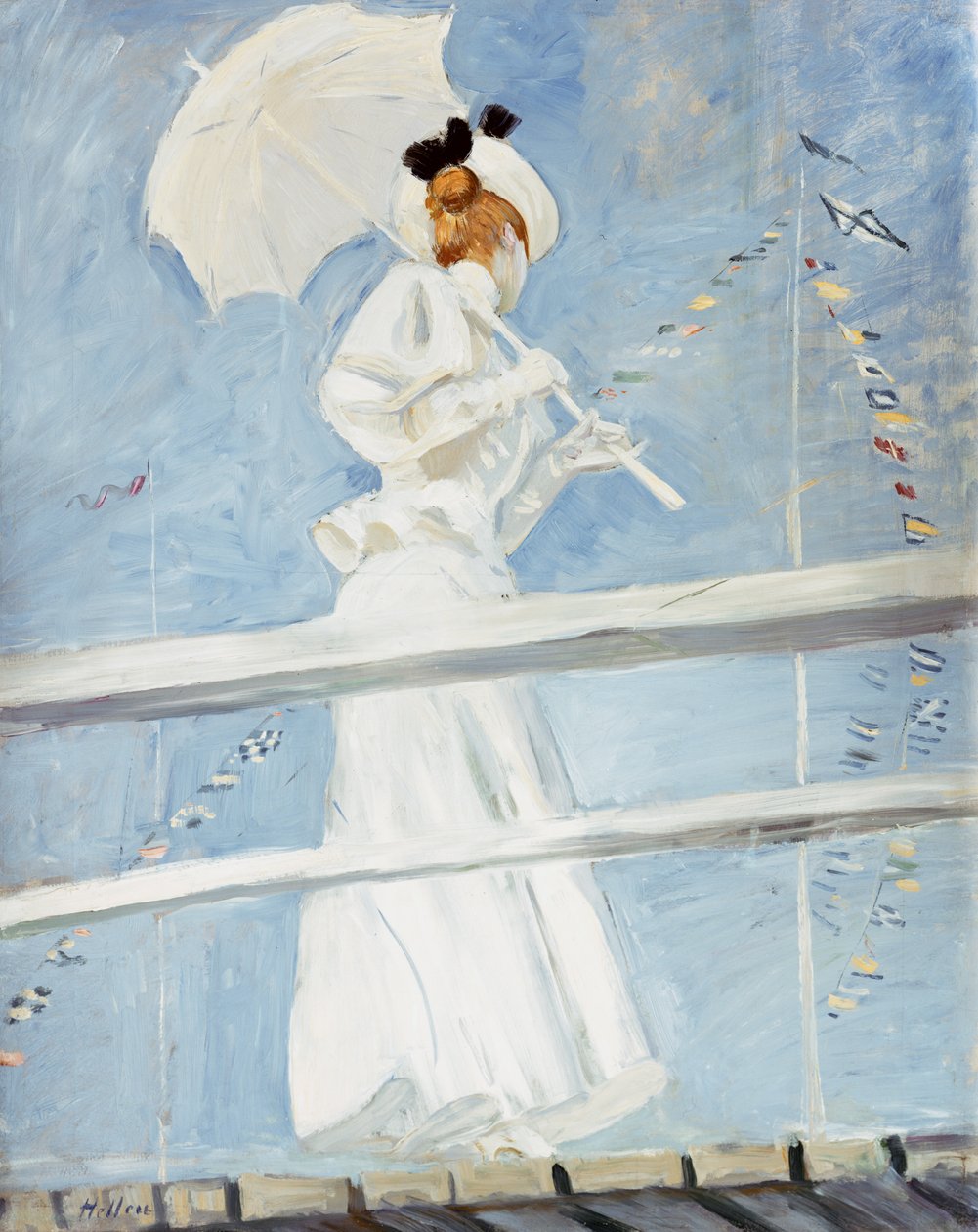 Young Woman with a Parasol on a Jetty by Paul Cesar Helleu