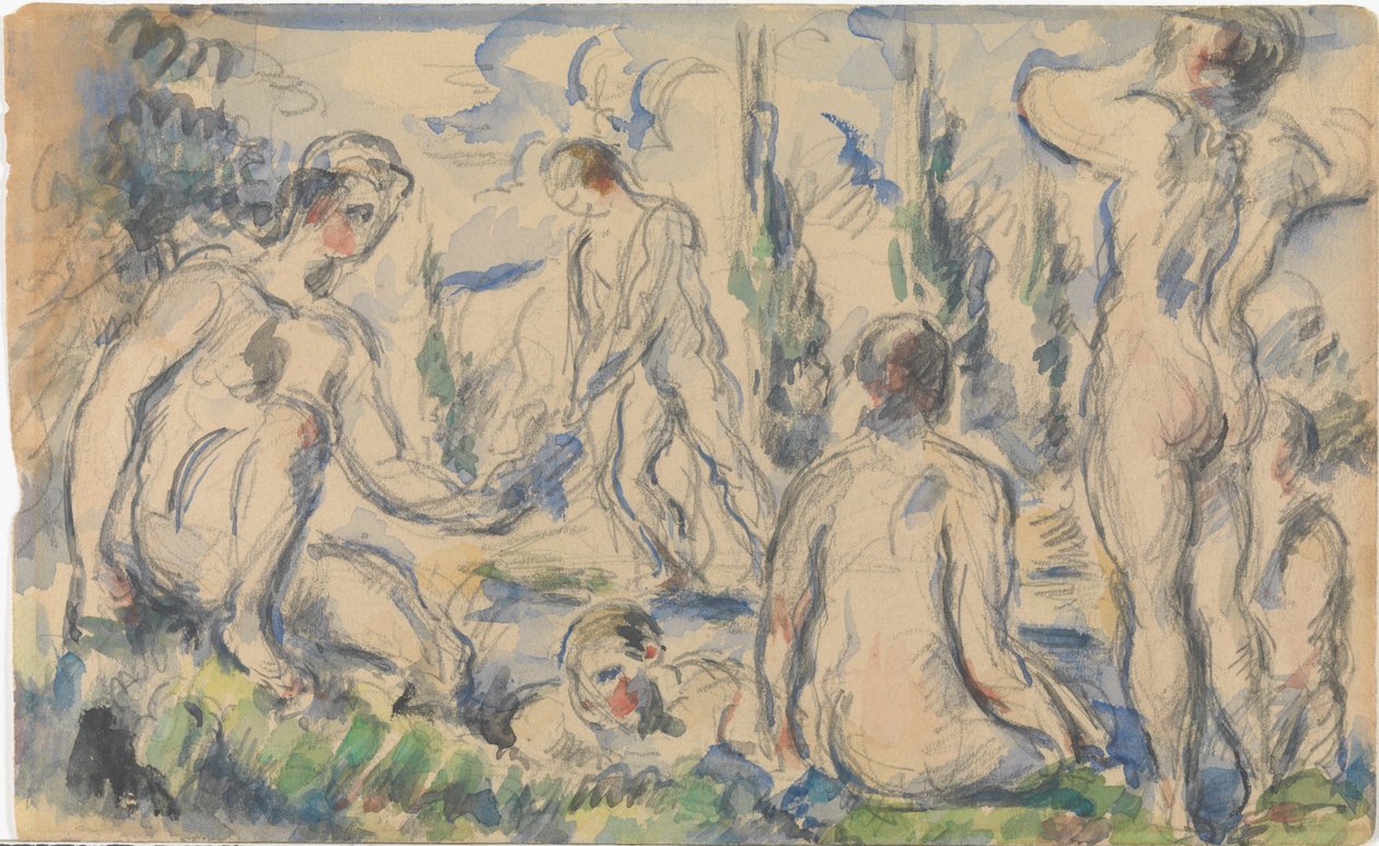 Bathers (recto); Landscape (verso) by Paul Cézanne