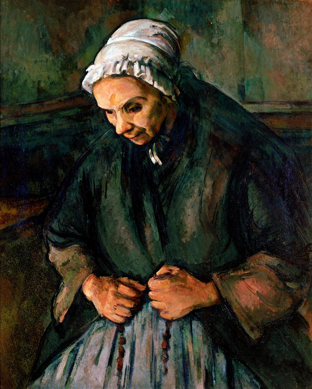 Old Woman at the Rosary. Painting by Paul Cezanne (1839-1906) 1896 by Paul Cézanne