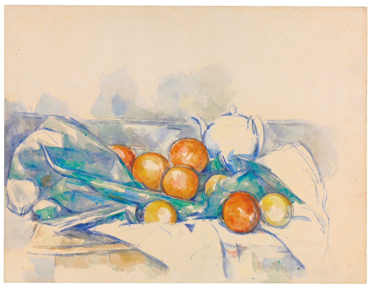 Teapot and Oranges (The Tablecloth), c.1895-1900 by Paul Cezanne