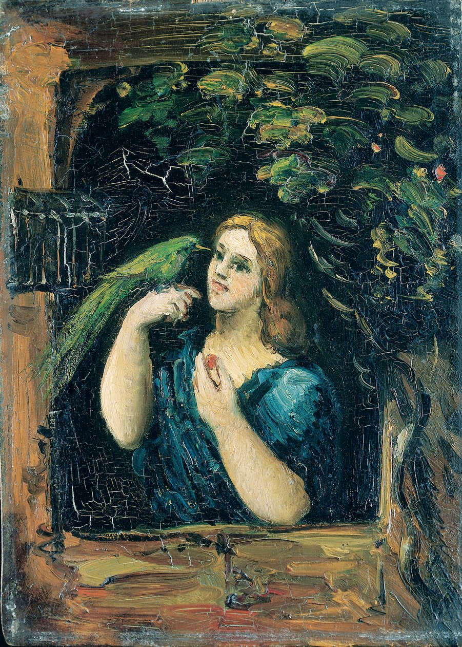 Woman with a Parrot by Paul Cézanne